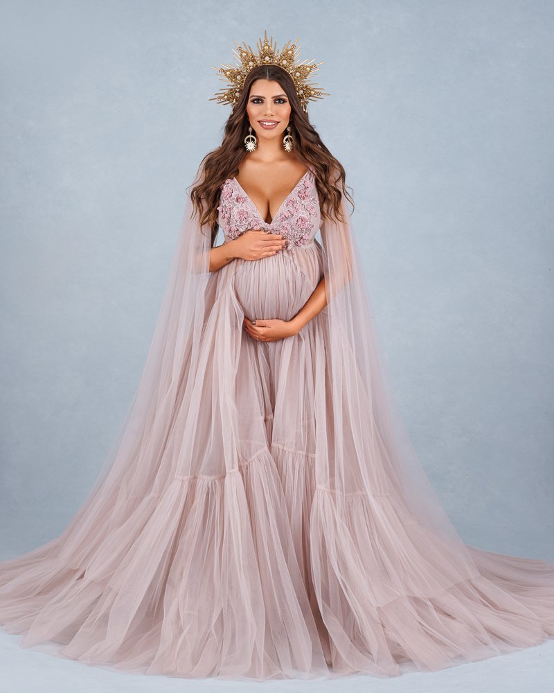 Blush Pink Maternity Gown for Photo Shoot and Baby Showers - Tulip